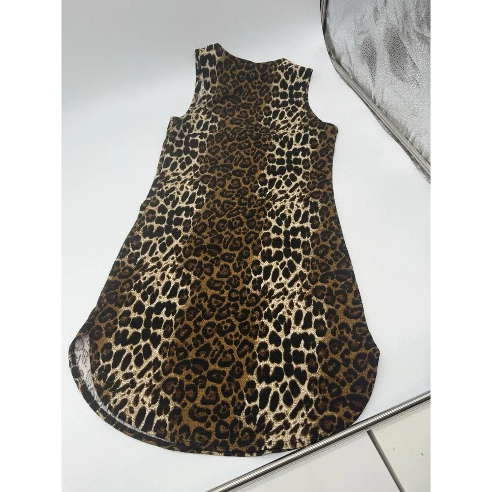 Woman’s Dress S Cheetah Print Brown Dip Hem Love ❤️ Chesley Read Description - Picture 2 of 9